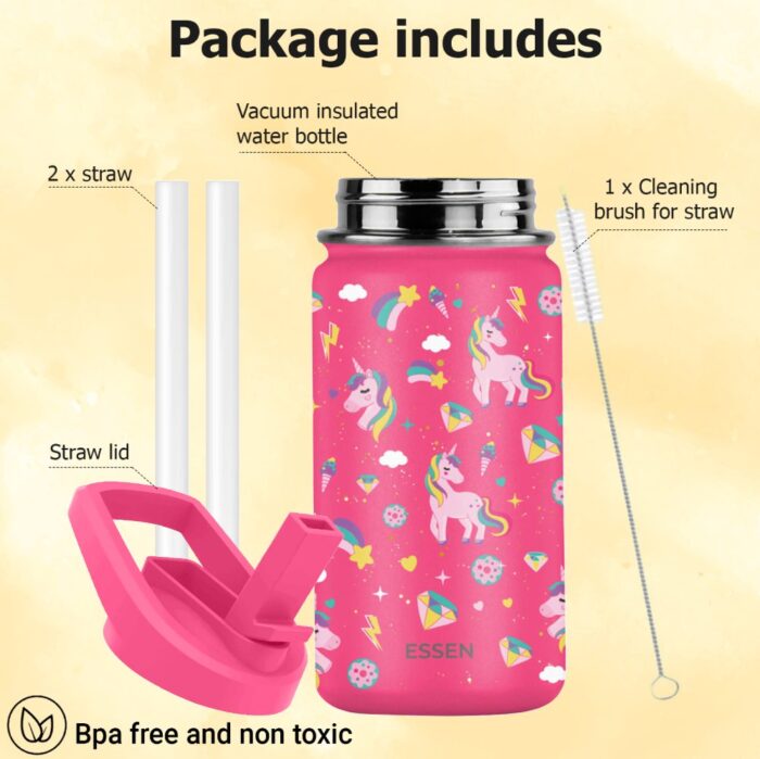 Essen Stainless Steel Water Bottle - Unicorn 414ml - Image 5