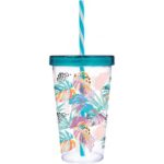 Herevin Decorated Tumbler With Straw - Colours Leaf 660 CC
