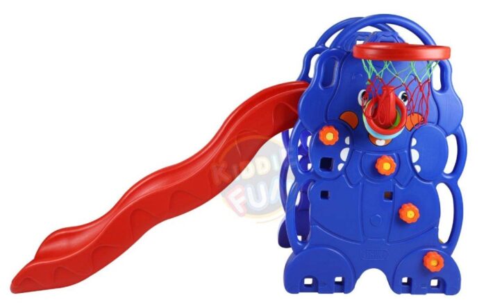 Kids Elephant Blue Slide & Basketball Rack for Indoor or Outdoor - Image 5