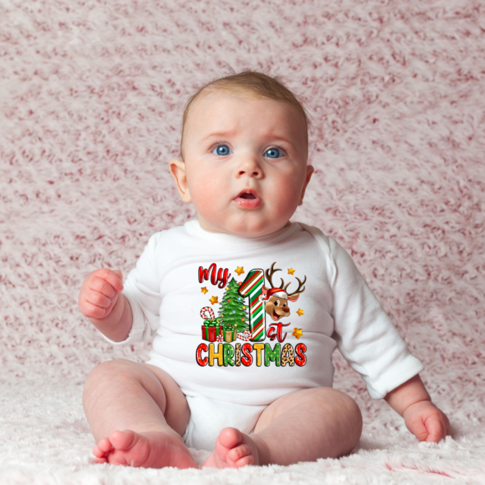 My First Christmas Onesie Bodysuit Costume - White - Image 2
