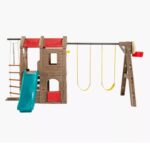 Outdoor Swings Slide Treehouse Set with Basketball Toss