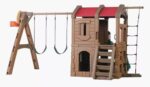 Outdoor Swings Slide Treehouse Set with Basketball Toss - Image 3