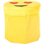 Goldedge Emoji Round Storage Chair - Heart Eyes Yellow