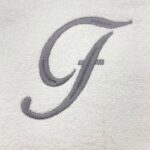 Iris Embroidered For You Bath Towel 70 x 140 Cm 600 Gsm White 100% Cotton Letter "F" Silver Thread Set of 01 - Image 2