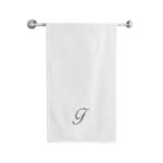 Iris Embroidered For You Bath Towel 70 x 140 Cm 600 Gsm White 100% Cotton Letter "F" Silver Thread Set of 01