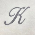 Iris Embroidered For You Bath Towel 70 x 140 Cm 600 Gsm White 100% Cotton Letter "K" Silver Thread Set of 01 - Image 2