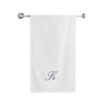 Iris Embroidered For You Bath Towel 70 x 140 Cm 600 Gsm White 100% Cotton Letter "K" Silver Thread Set of 01