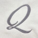 Iris Embroidered For You Bath Towel 70 x 140 Cm 600 Gsm White 100% Cotton Letter "Q" Silver Thread Set of 01 - Image 2