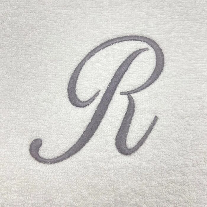 Iris Embroidered For You Bath Towel 70 x 140 Cm 600 Gsm White 100% Cotton Letter "R" Silver Thread Set of 01 - Image 2
