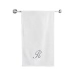 Iris Embroidered For You Bath Towel 70 x 140 Cm 600 Gsm White 100% Cotton Letter "R" Silver Thread Set of 01