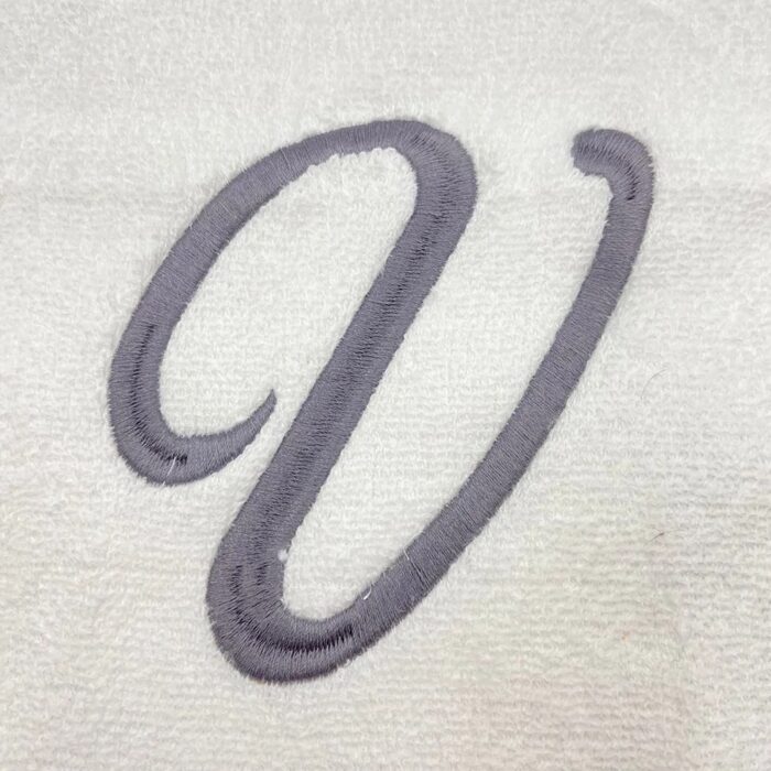 Iris Embroidered For You Bath Towel 70 x 140 Cm 600 Gsm White 100% Cotton Letter "V" Silver Thread Set of 01 - Image 2