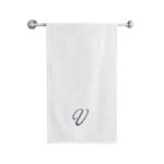Iris Embroidered For You Bath Towel 70 x 140 Cm 600 Gsm White 100% Cotton Letter "V" Silver Thread Set of 01