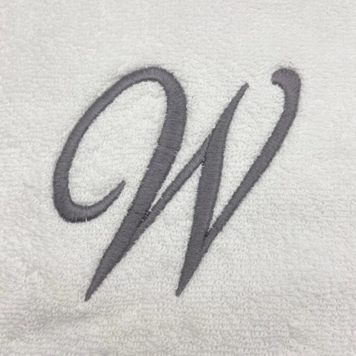 Iris Embroidered For You Bath Towel 70 x 140 Cm 600 Gsm White 100% Cotton Letter "W" Silver Thread Set of 01 - Image 2