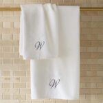 Iris Embroidered For You Bath Towel 70 x 140 Cm 600 Gsm White 100% Cotton Letter "W" Silver Thread Set of 01 - Image 4