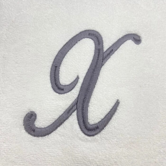 Iris Embroidered For You Bath Towel 70 x 140 Cm 600 Gsm White 100% Cotton Letter "X" Silver Thread Set of 01 - Image 2