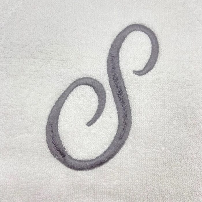 Iris Embroidered For You Bath Towel 70 x 140 Cm 600 Gsm White 100% Cotton Letter "S" Silver Thread Set of 01 - Image 2
