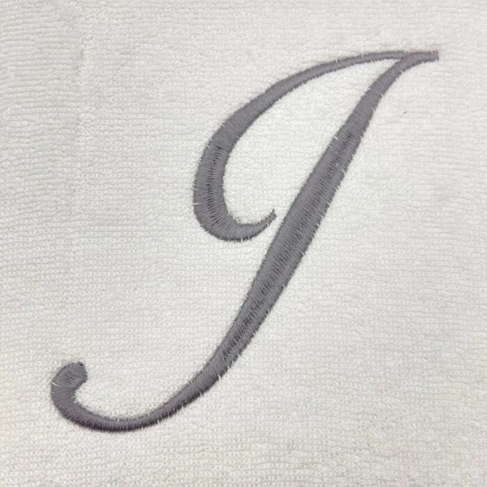 Iris Embroidered For You Bath Towel 70 x 140 Cm 600 Gsm White 100% Cotton Letter "J" Silver Thread Set of 01 - Image 2