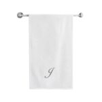 Iris Embroidered For You Bath Towel 70 x 140 Cm 600 Gsm White 100% Cotton Letter "J" Silver Thread Set of 01