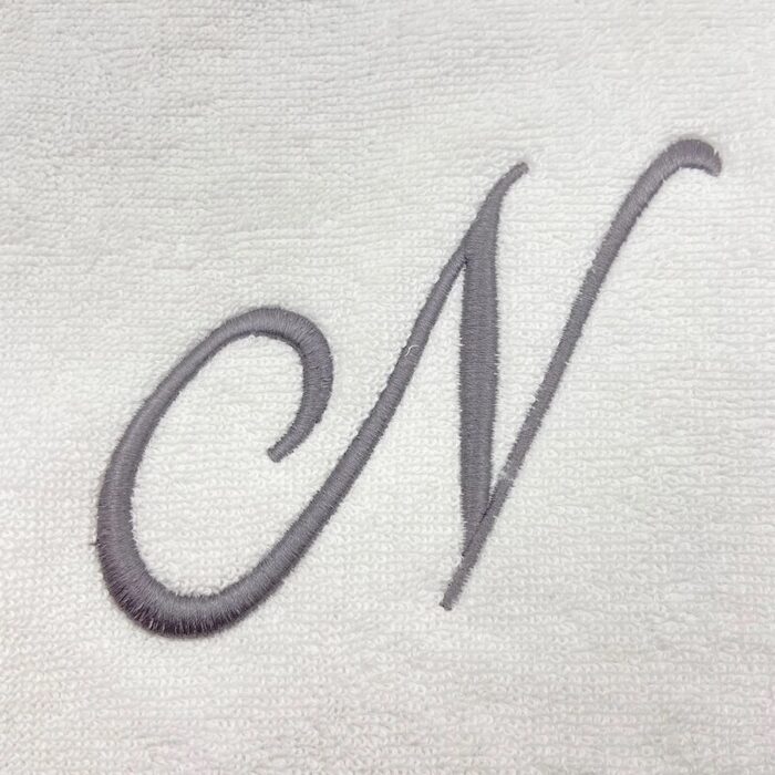 Iris Embroidered For You Bath Towel 70 x 140 Cm 600 Gsm White 100% Cotton Letter "N" Silver Thread Set of 01 - Image 2