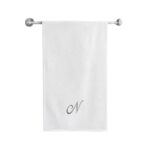 Iris Embroidered For You Bath Towel 70 x 140 Cm 600 Gsm White 100% Cotton Letter "N" Silver Thread Set of 01