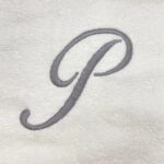 Iris Embroidered For You Bath Towel 70 x 140 Cm 600 Gsm White 100% Cotton Letter "P" Silver Thread Set of 01 - Image 2