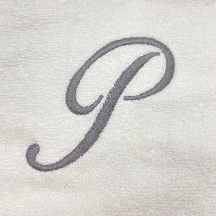 Iris Embroidered For You Bath Towel 70 x 140 Cm 600 Gsm White 100% Cotton Letter "P" Silver Thread Set of 01 - Image 2