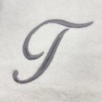 Iris Embroidered For You Bath Towel 70 x 140 Cm 600 Gsm White 100% Cotton Letter "T" Silver Thread Set of 01 - Image 2