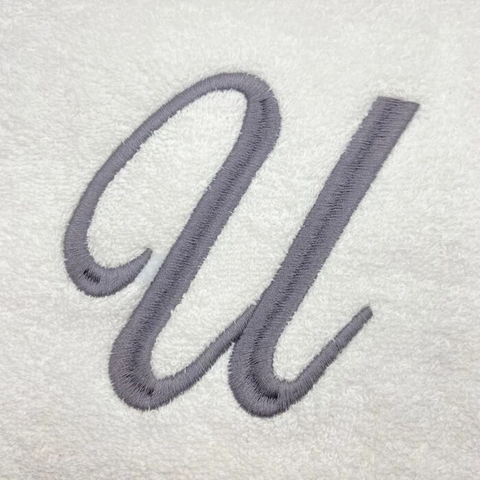 Iris Embroidered For You Bath Towel 70 x 140 Cm 600 Gsm White 100% Cotton Letter "U" Silver Thread Set of 01 - Image 2