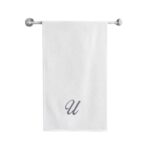 Iris Embroidered For You Bath Towel 70 x 140 Cm 600 Gsm White 100% Cotton Letter "U" Silver Thread Set of 01