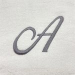 Iris Embroidered For You Bath Towel 70 x 140 Cm 600 Gsm White 100% Cotton Letter "A" Silver Thread Set of 01 - Image 2