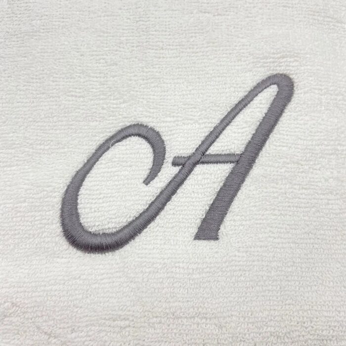 Iris Embroidered For You Bath Towel 70 x 140 Cm 600 Gsm White 100% Cotton Letter "A" Silver Thread Set of 01 - Image 2