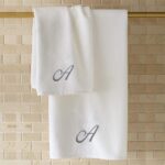 Iris Embroidered For You Bath Towel 70 x 140 Cm 600 Gsm White 100% Cotton Letter "A" Silver Thread Set of 01 - Image 3