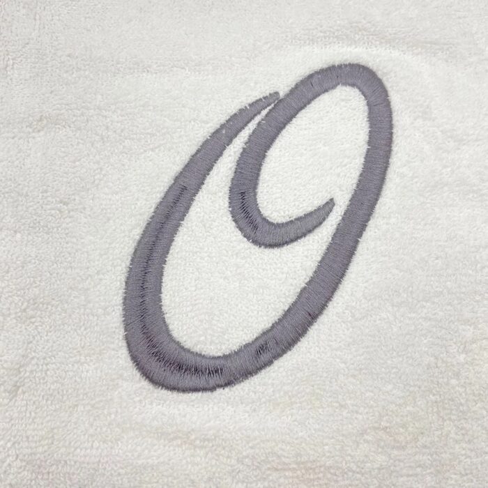 Iris Embroidered For You Bath Towel 70 x 140 Cm 600 Gsm White 100% Cotton Letter "O" Silver Thread Set of 01 - Image 2
