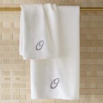 Iris Embroidered For You Bath Towel 70 x 140 Cm 600 Gsm White 100% Cotton Letter "O" Silver Thread Set of 01 - Image 4