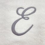 Iris Embroidered For You Bath Towel 70 x 140 Cm 600 Gsm White 100% Cotton Letter "E" Silver Thread Set of 01 - Image 2