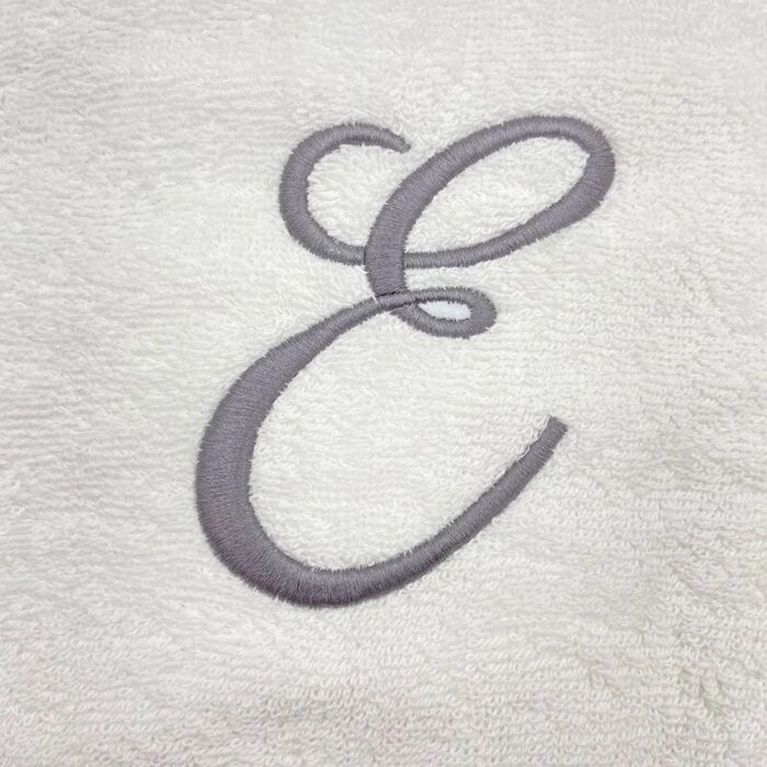 Iris Embroidered For You Bath Towel 70 x 140 Cm 600 Gsm White 100% Cotton Letter "E" Silver Thread Set of 01 - Image 2