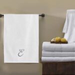Iris Embroidered For You Bath Towel 70 x 140 Cm 600 Gsm White 100% Cotton Letter "E" Silver Thread Set of 01 - Image 3