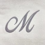 Iris Embroidered For You Bath Towel 70 x 140 Cm 600 Gsm White 100% Cotton Letter "M" Silver Thread Set of 01 - Image 2