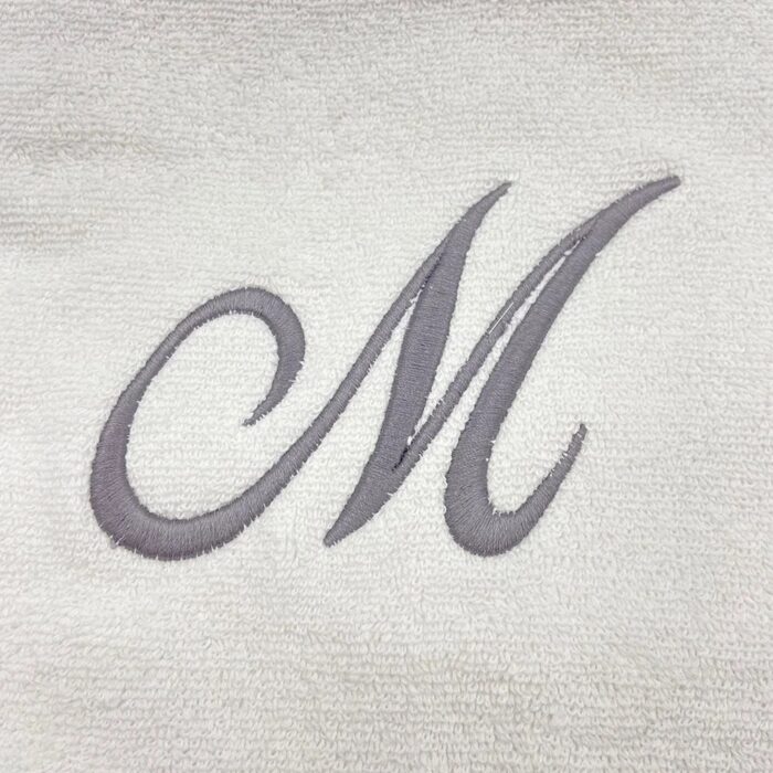 Iris Embroidered For You Bath Towel 70 x 140 Cm 600 Gsm White 100% Cotton Letter "M" Silver Thread Set of 01 - Image 2