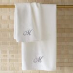 Iris Embroidered For You Bath Towel 70 x 140 Cm 600 Gsm White 100% Cotton Letter "M" Silver Thread Set of 01 - Image 4