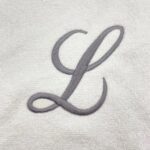 Iris Embroidered For You Bath Towel 70 x 140 Cm 600 Gsm White 100% Cotton Letter "L" Silver Thread Set of 01 - Image 2