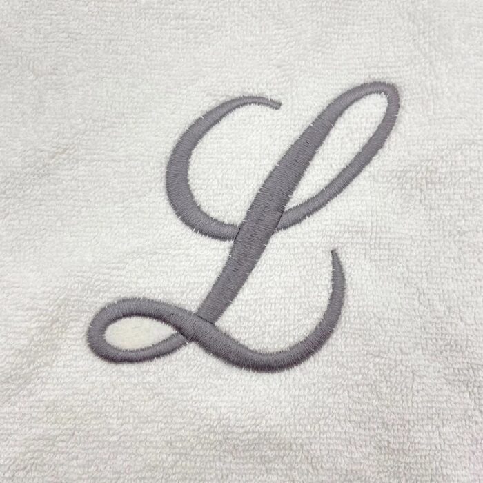 Iris Embroidered For You Bath Towel 70 x 140 Cm 600 Gsm White 100% Cotton Letter "L" Silver Thread Set of 01 - Image 2