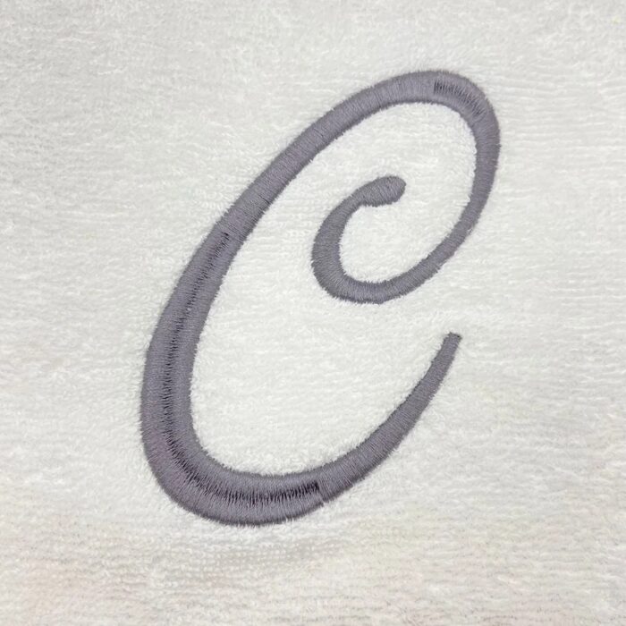 Iris Embroidered For You Bath Towel 70 x 140 Cm 600 Gsm White 100% Cotton Letter "C" Silver Thread Set of 01 - Image 2