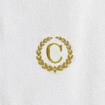 Iris Embroidered For You Bath Towel 70 x 140 Cm 600 Gsm White 100% Cotton Letter "C" Gold Thread Set of 01 - Image 2