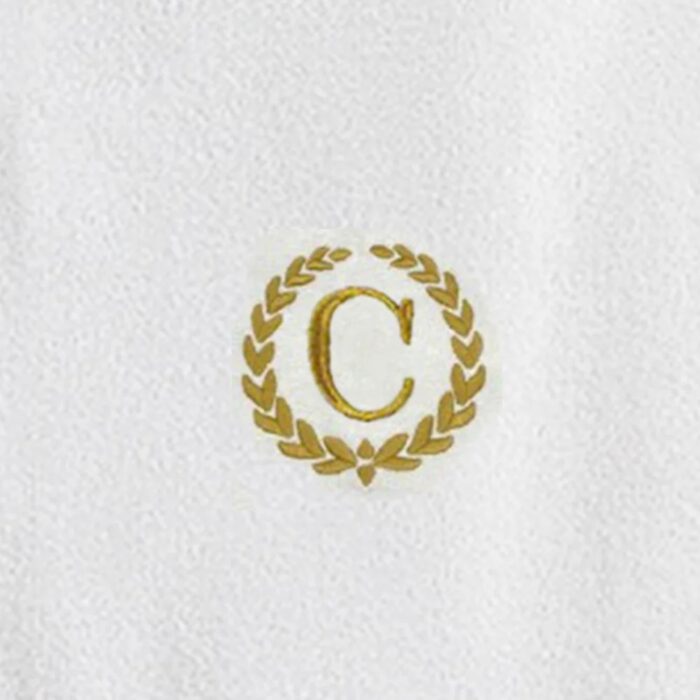 Iris Embroidered For You Bath Towel 70 x 140 Cm 600 Gsm White 100% Cotton Letter "C" Gold Thread Set of 01 - Image 2