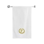 Iris Embroidered For You Bath Towel 70 x 140 Cm 600 Gsm White 100% Cotton Letter "F" Gold Thread Set of 01