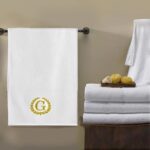 Iris Embroidered For You Bath Towel 70 x 140 Cm 600 Gsm White 100% Cotton Letter "G" Gold Thread Set of 01 - Image 3