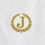 Iris Embroidered For You Bath Towel 70 x 140 Cm 600 Gsm White 100% Cotton Letter "J" Gold Thread Set of 01 - Image 2