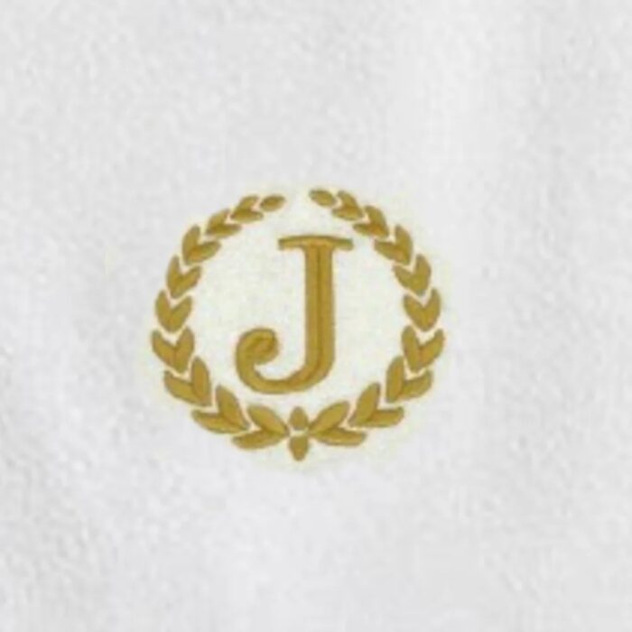 Iris Embroidered For You Bath Towel 70 x 140 Cm 600 Gsm White 100% Cotton Letter "J" Gold Thread Set of 01 - Image 2