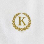 Iris Embroidered For You Bath Towel 70 x 140 Cm 600 Gsm White 100% Cotton Letter "K" Gold Thread Set of 01 - Image 2